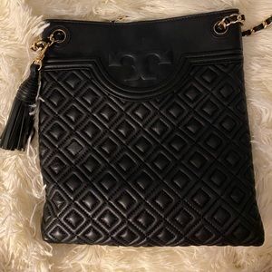 Tory Burch black crossbody with gold chain